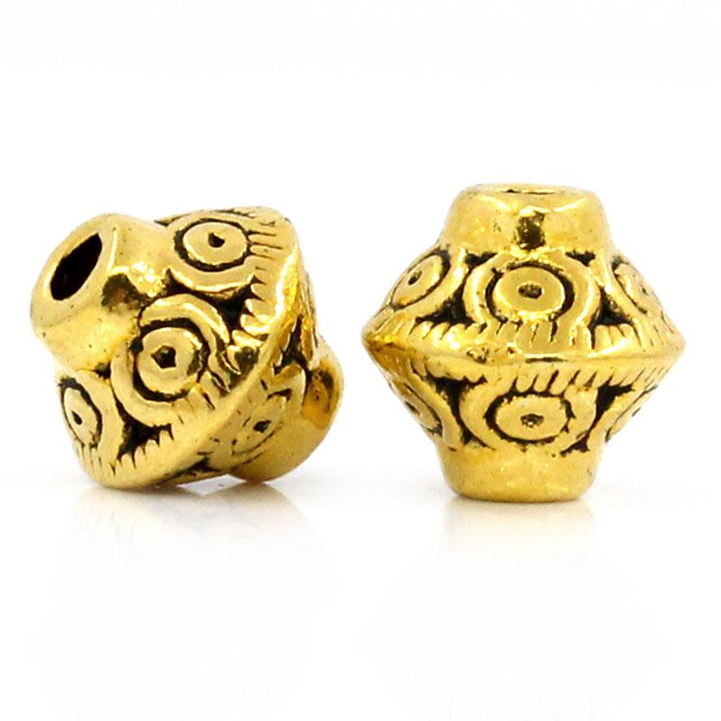 30/70/100/200pc Vintage Loose Spacer Bead Bicone Flying Saucer Dot Carved Antique Bronze Color Metal Beads DIY Necklace Jewelry
