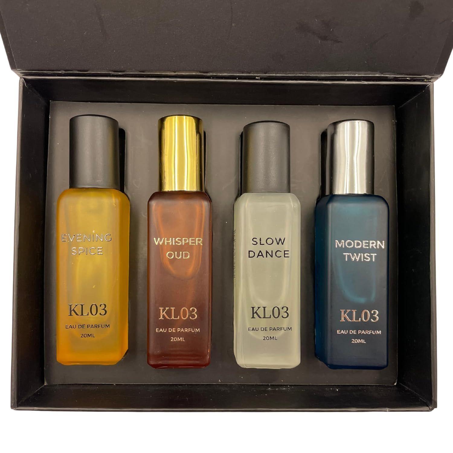 

Long Lasting Perfume Gift Set for Man and Woman | EDP 4x20ML | Christmas, Secret Santa, Work, New Year | Bergamot, Patchouli, Cedar and Sandalwood 80ML