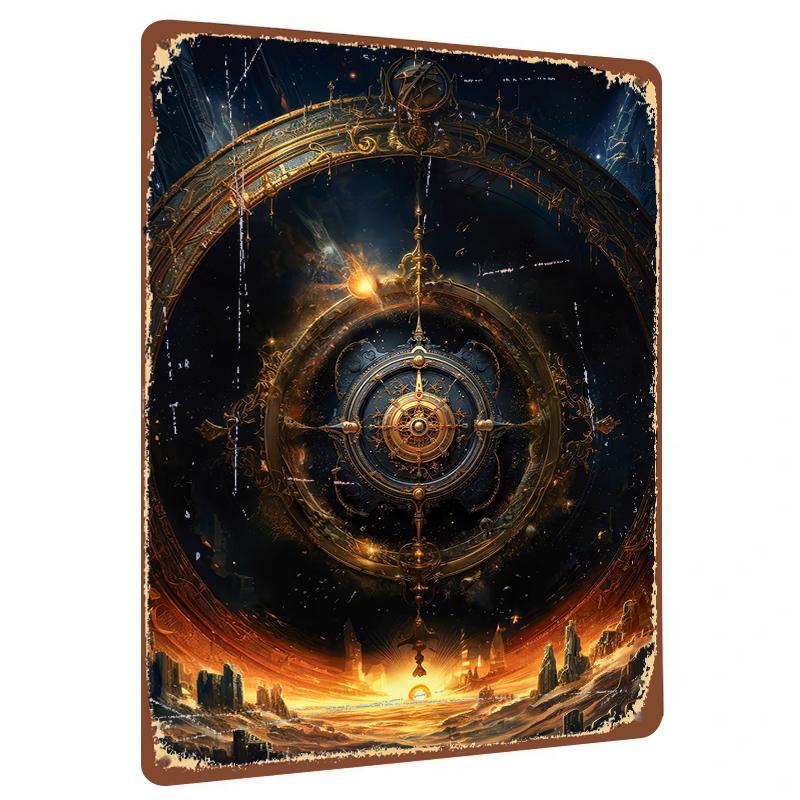 

Cosmic Mechanical Astrolabe Metal Wall Art Decorative Hanging for Living Room Study Room Home Decoration 20x30cm（7.8x11.8inch）