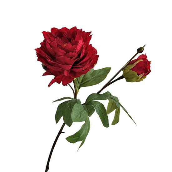 Artificial Peony Flower Faux Silk Peony Bouquet with 1 Bud Fake Floral Arrangement for Farmhouse Home Wedding Table Centerpiece