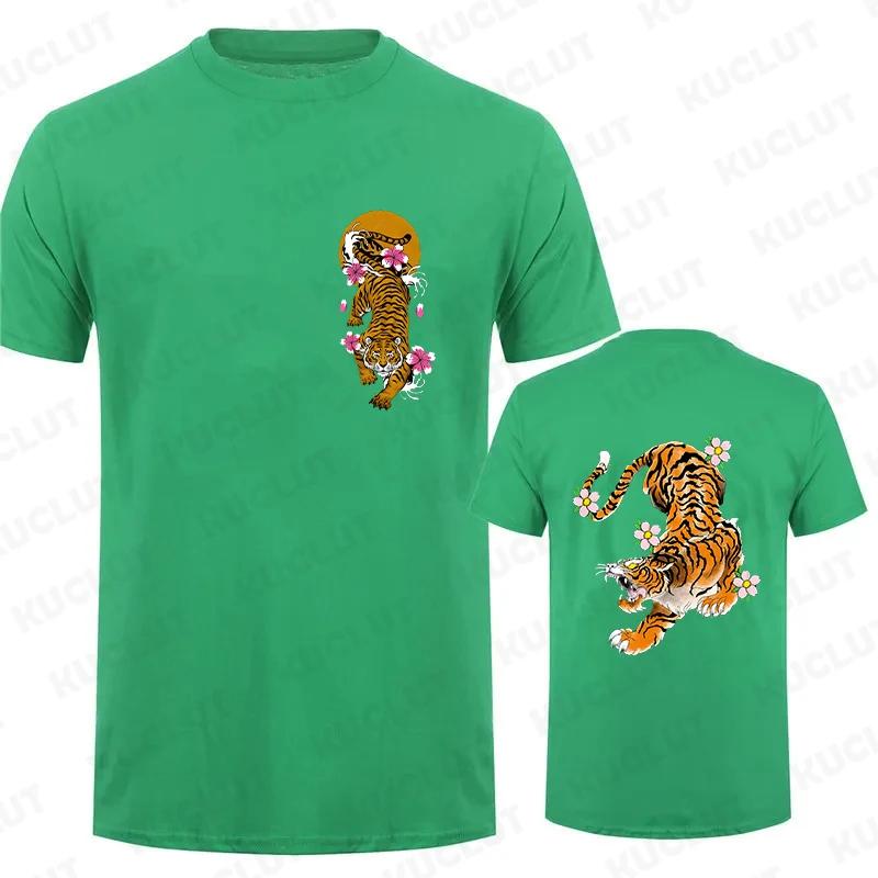 Funny Men T Shirt Top Casual T-shirt Men Short Sleeve Tshirt Men Funny Sakura Tiger Graphic Tee Shirt Clothing Short Sleeve Tops