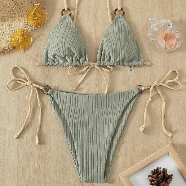 European & American Women's Sexy Lace-Up Bikini - Hot-Selling Two-Piece Swimwear for Beach Vacation