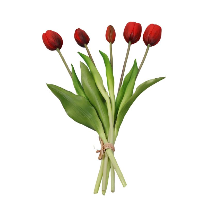5pcs Real Touch Flower Simulation Plant Artificial Tulip Flowers Single Long Stem Bouquet 40cm Wedding Fake Flower Home