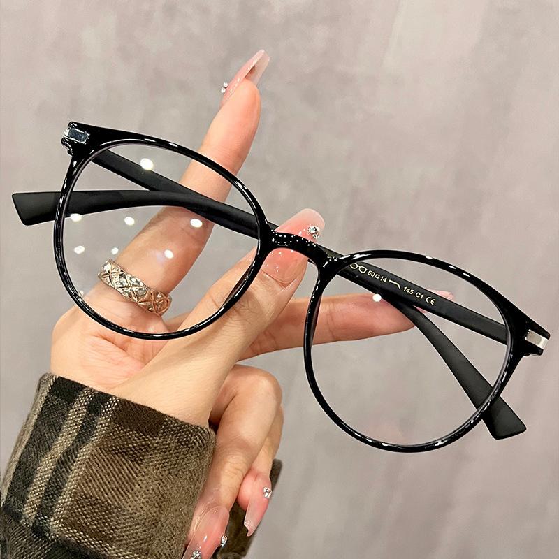 

Модные женские очки с круглой оправой без макияжа, белое квадратное лицо, очки с защитой от синего света, оправа для очков для близорукости 9001 чёрный