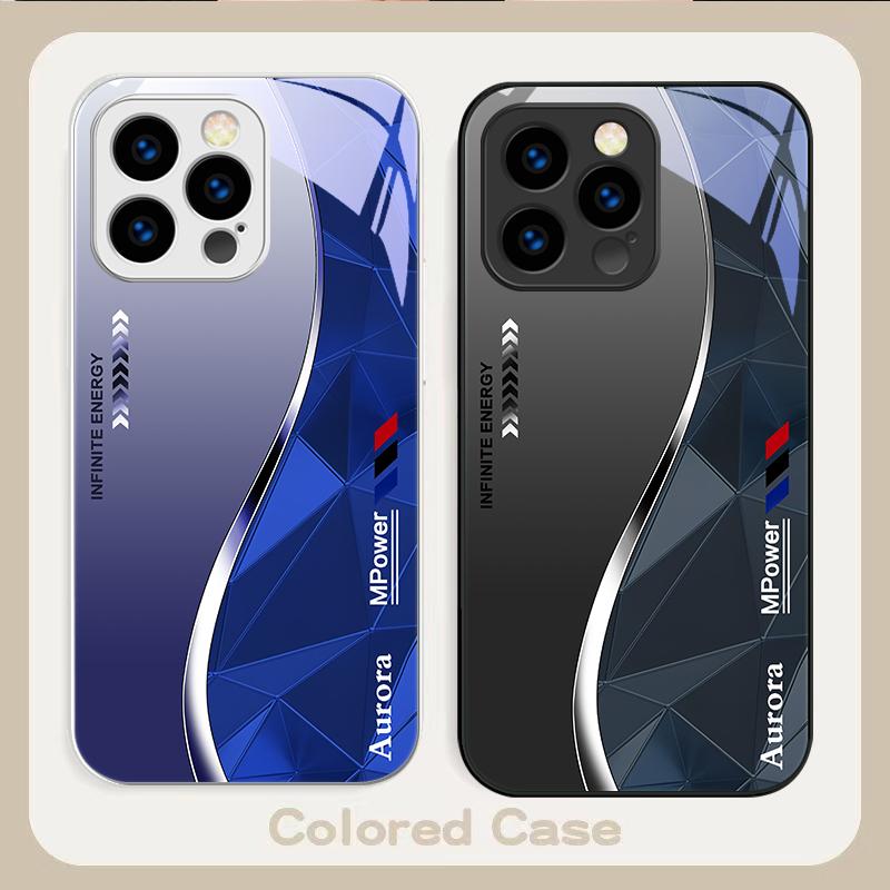 Geometric Element Black For IPhone 16 Plus 15 14 13 12 Mini 11 Pro Max X XS XR 7 8 Plus 2022 Tempered Glass Phone Case