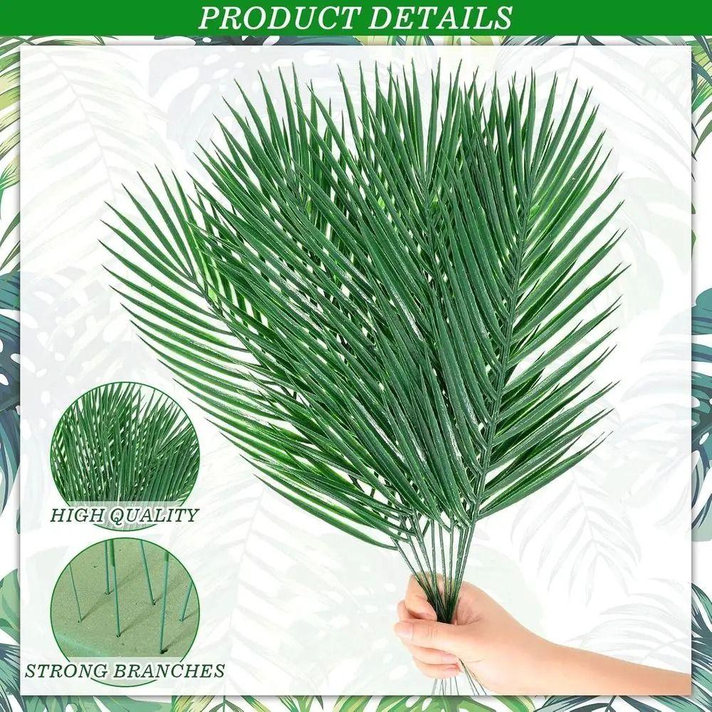 10Pcs Green Leaves Artificial Palm Leaves Flexible Branches Faux Greenery  Wedding Decor