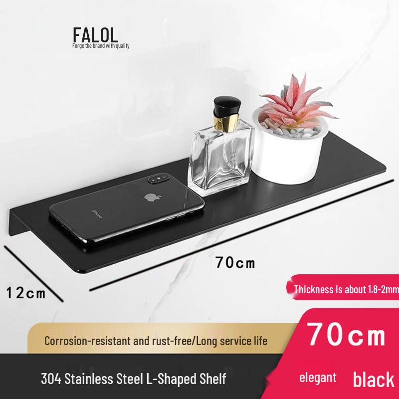 Gunmetal Gray Wall-Mounted Bathroom Shelf - 304 Stainless Steel Vanity Mirror Front Storage Rack