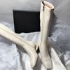 Square Head Hollow Thick Heel Elegant Versatile Side Zipper High Heel Niche Foreign Temperament But Knee Women's Boots