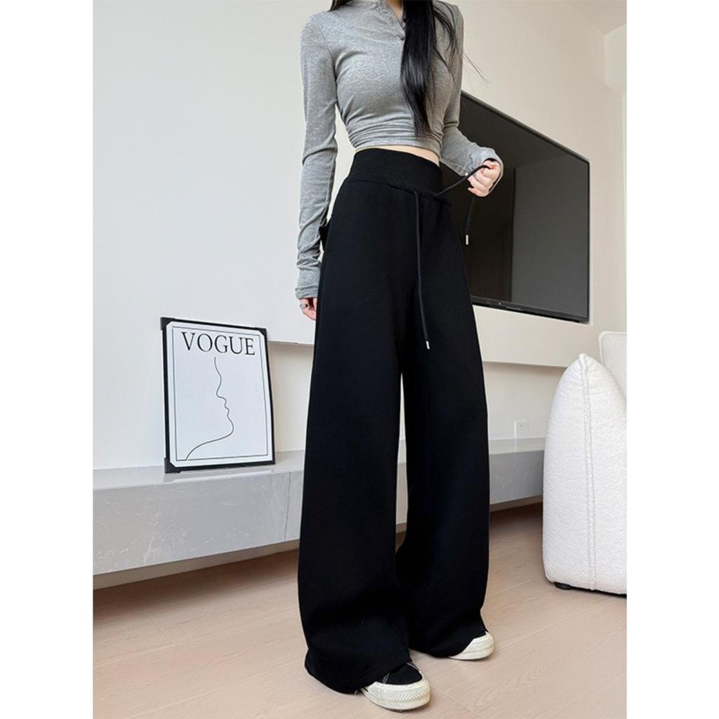 Women's High Waist Drawstring Wide Leg Sweatpants Casual Loose Trousers with Pockets