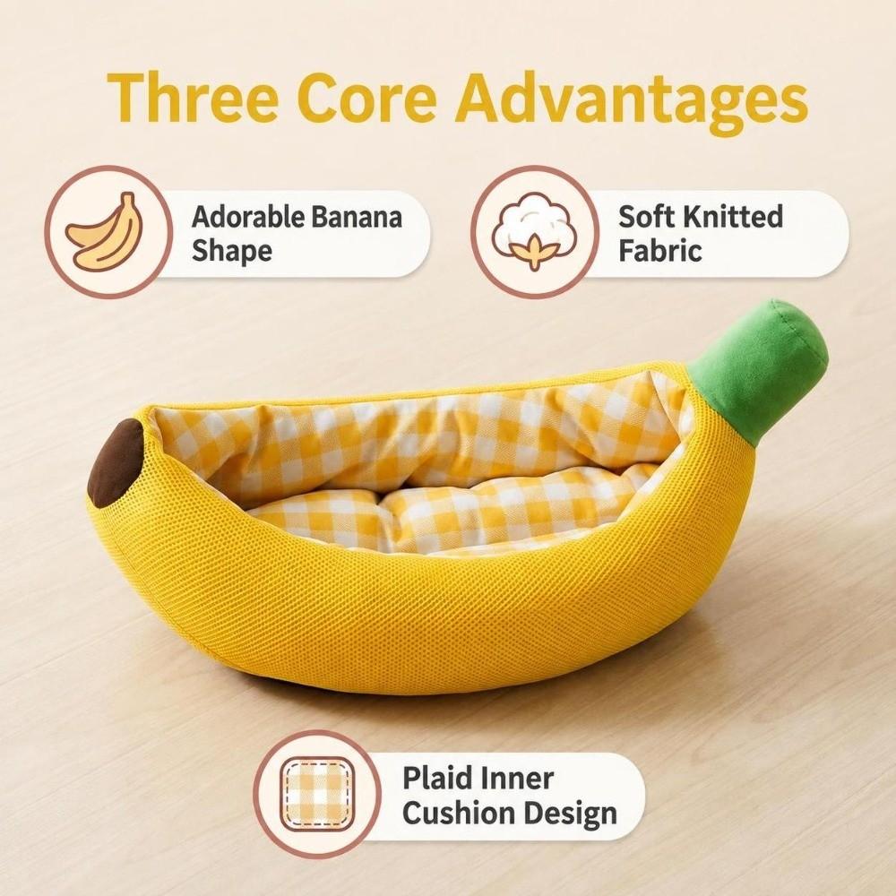 Bananenform Hundehütte Plüsch Weiches Hundebett Neues Haustierbett Haustierbedarf