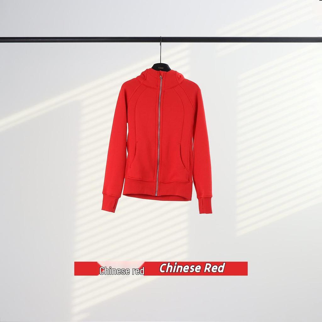 Crosslulu Women's Slim Fit Plus Velvet Yoga Hoodie Sweatshirt