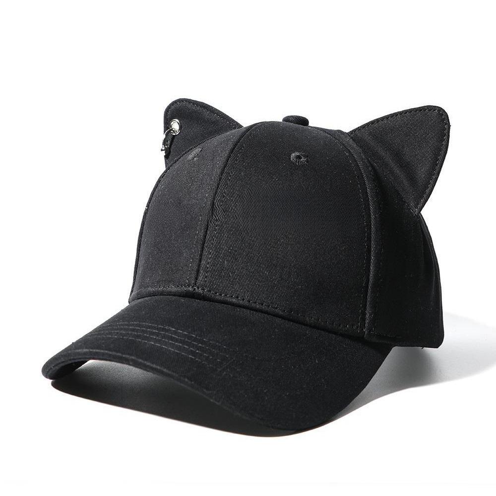 Hard top three-dimensional cat ears baseball cap cute and sweet age-reducing ring buckle hard top face small baseball cap with ears