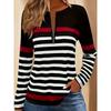 Colorblock Long-sleeved Half-zip T-shirt, Casual Long-sleeved Top, Suitable for Spring and Autumn, Women's Clothing