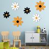 6Pcs/Set Rustic Wooden Flower Wall Decoration Handcrafted Black Yellow White Floral Wall Art Home Office Living Room Bedroom Wall Hanging Ornament