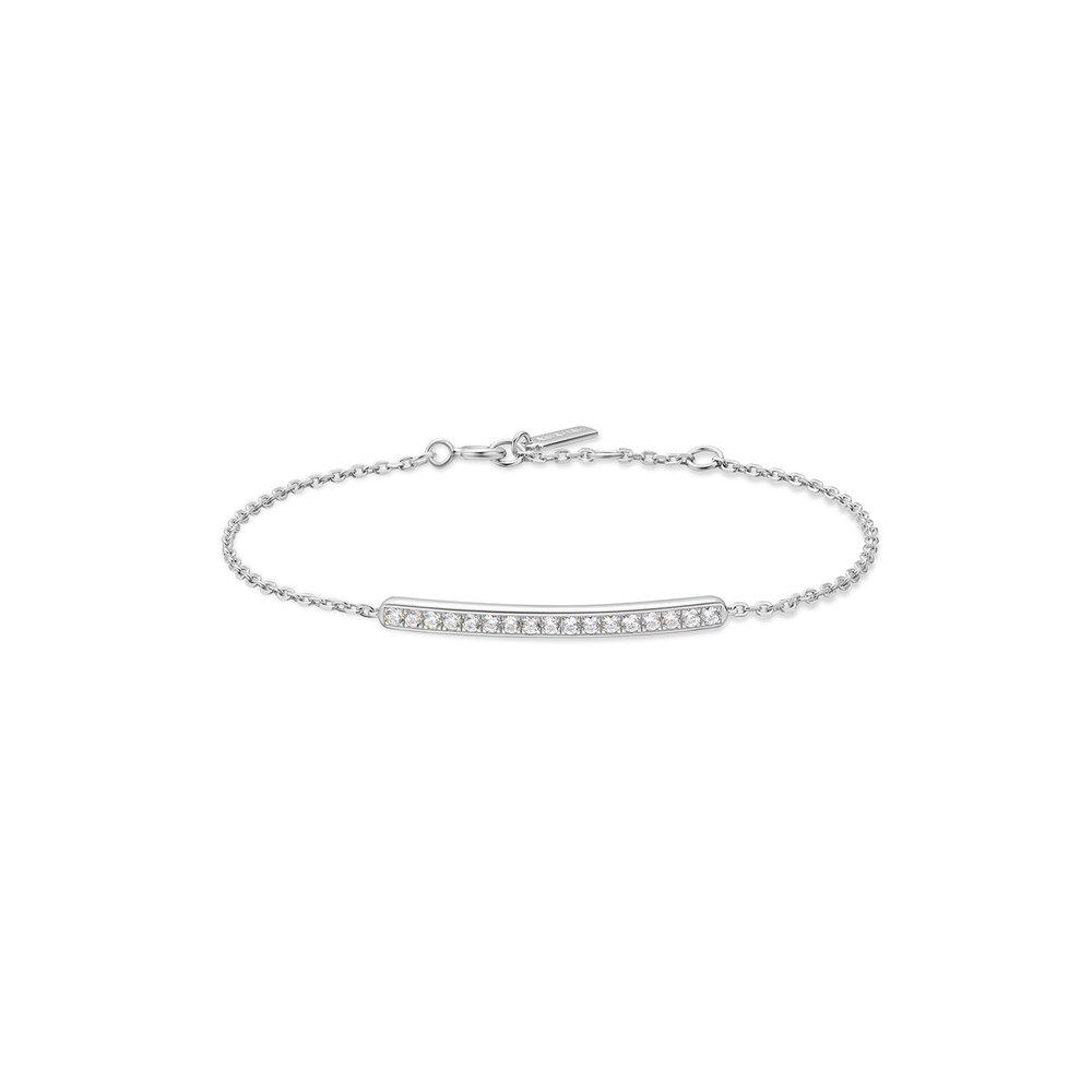 Silver Pave Bar 925 Silver Bracelet B062-02H