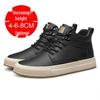 Men's Autumn Invisible Height-Boost 8cm Breathable Cowhide 6-Hole Mid-Top Shoes, British Style Sports Casual Board Sneakers