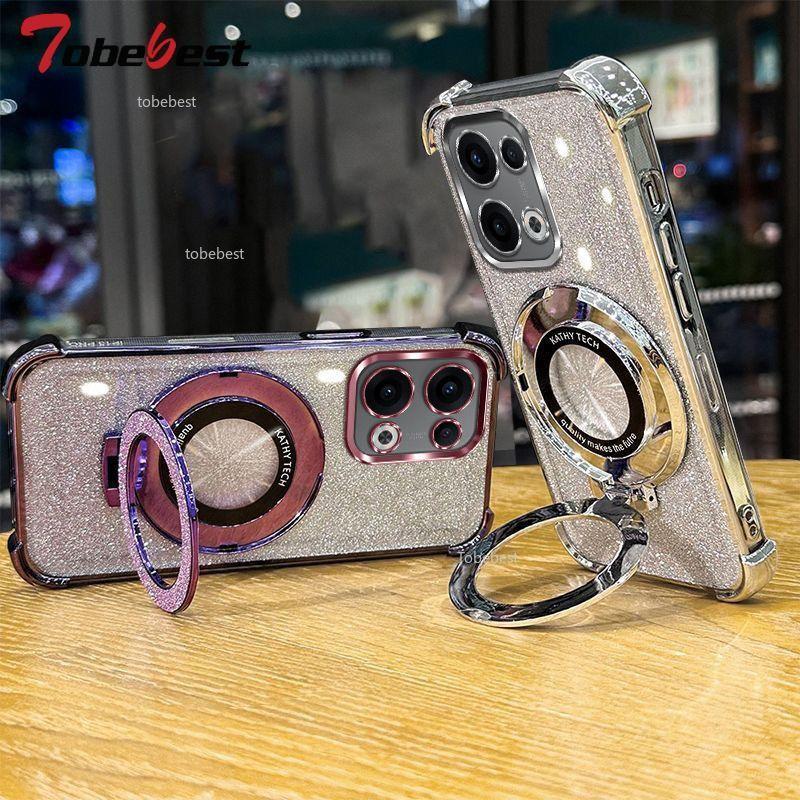 Glitter Plating Shockproof Case For Reno 13 Pro 13F Fundas Crystal Bracelet Magsafe Phone Holder Cover