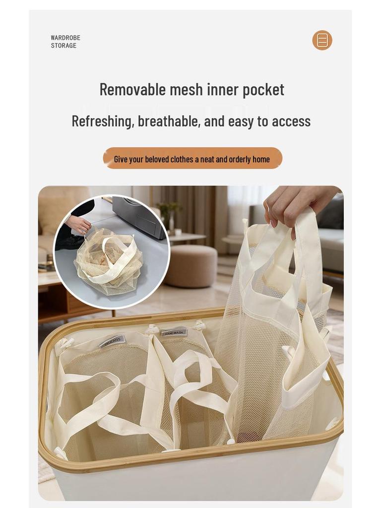 Foldable Large-Capacity Laundry Hamper with Lid and Inner Bag