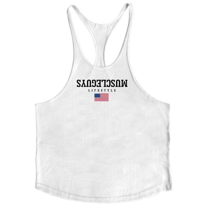 

Muscleguys Мужская футболка без рукавов для фитнеса и бодибилдинга, летняя легкая майка, одежда для тренировок в тренажерном зале XXL белый