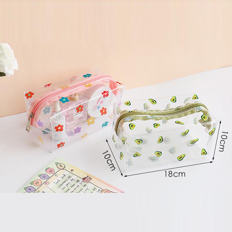 Big Waterproof Transparent Pencil Case PVC Stationery Gift Girls Students Pencil Bag Kawaii Makeup Cosmetic Bag Travel Bags