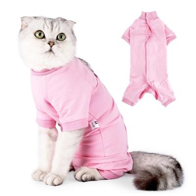 Tuta di Recupero Regolabile per Gatti Traspirante Comoda Tuta per Sterilizzazione Gatto Morbida Monocolore Tuta per Svezzamento Gatto Recupero Ferite