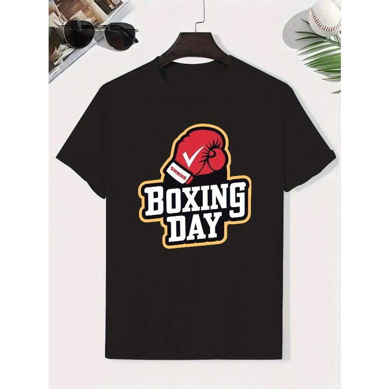 Kids Crew Neck Short Sleeve T-Shirt with Boxing Graphic & BOXING DAY Letter Print