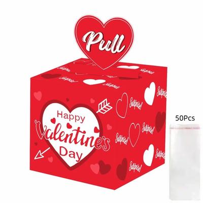 Surprise Valentine's Day Cash Pull Box Love Heart DIY Money Holder Birthday Cash Gift Paper Funny Birthday Money Box Wedding