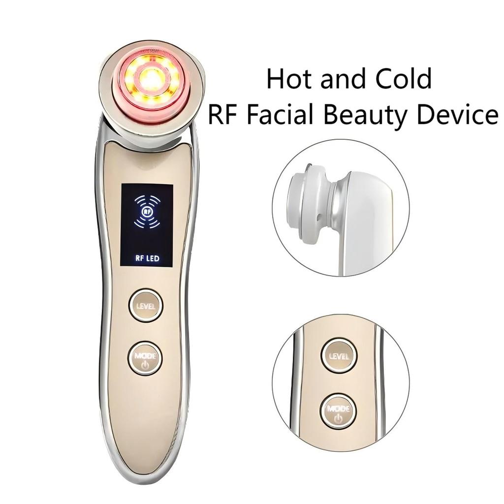 Hot Cold Microcurrent Facial Beauty Device Red Blue Light for Face Neck EMS Skin Care Tool Facial Massager for Skin Rejuvenation