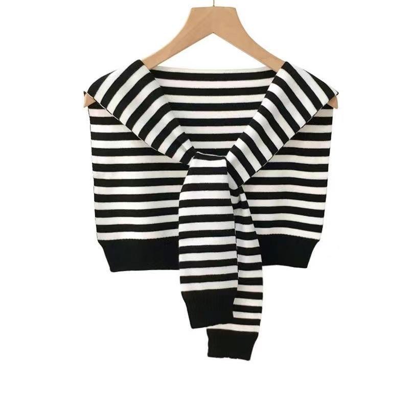 [Shawl] Spring And Autumn Striped Shawl Women'S Foreign High-End Knitting Versatile