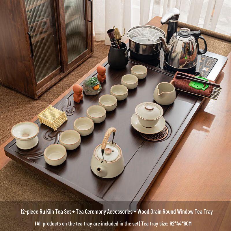 Ru Kiln Ceramic Kung Fu Tea Set with Automatic Kettle