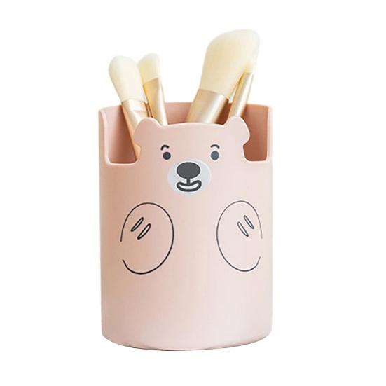 Xiaobudian Cute Bear 2-in-1 Pen Holder & Phone Stand, Macaron Colors Desk Organizer, Large Capacity Storage for Pens Makeup Brushes Scissors