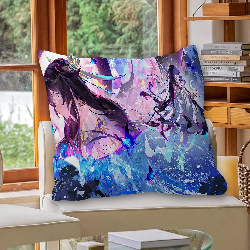Genshin Impact Columbina Cushion Cover Inches Farmhouse Decor Home Throw Pillow Covers For Couch Decorations