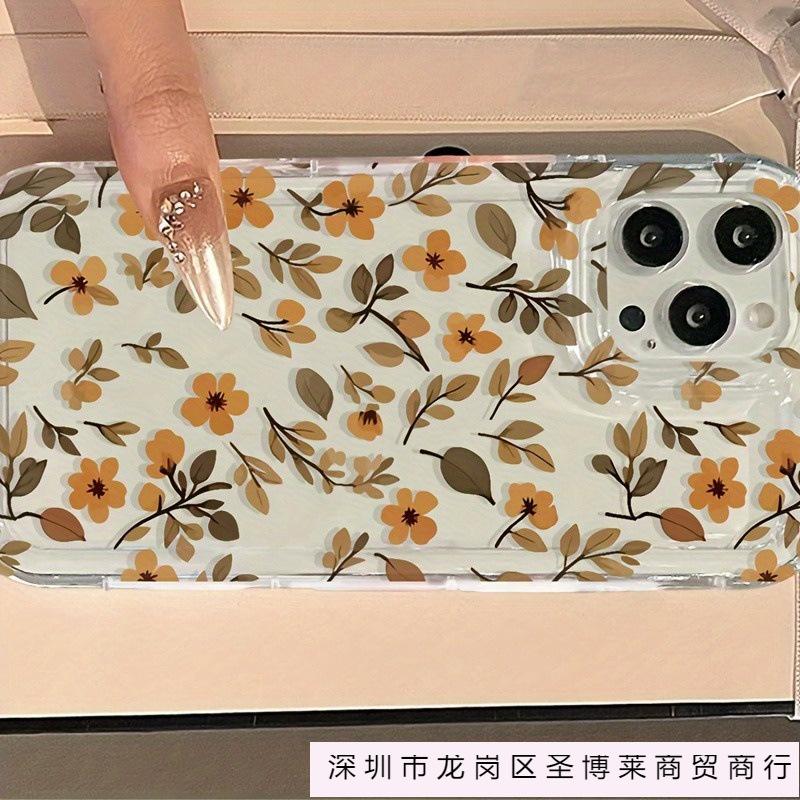 Applicable To iPhone15 Mobile Phone Case Ins Fresh Leaves Flower Apple 11/12 Anti-drop 13/14promax Female 7