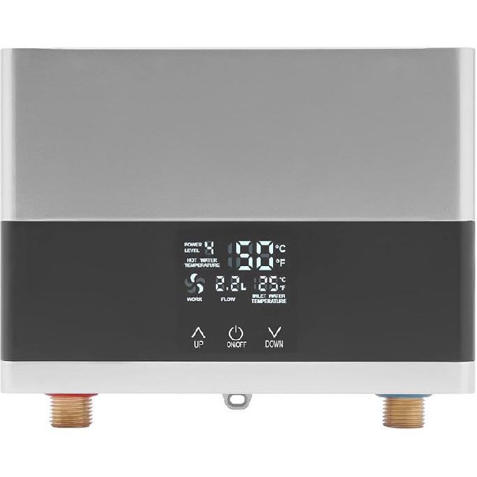 Electric Tankless Water Heater 220v 5.5kw Water Heater for Home Instant Mini Smart for Under Sink Kitchen 5500w White