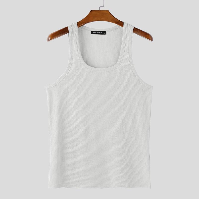 

INCERUN Men Summer Strap Sleeveless Texture Casual Tank Tops Undershirts 2XL