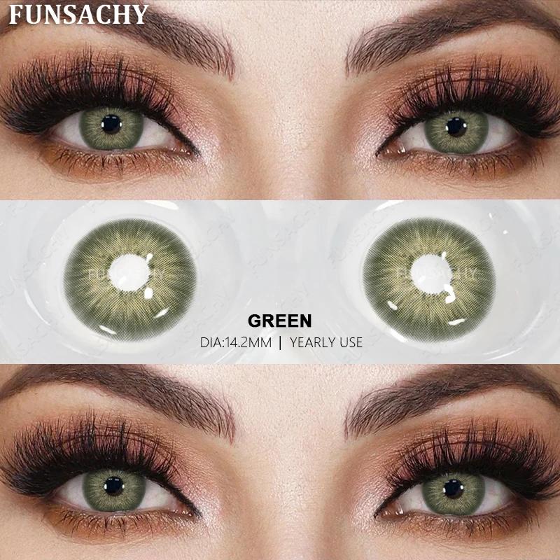 

FUNSACHY 1 пара натуральных цветных контактных линз для глаз, естественный вид, коричневые линзы, синие линзы, серые контактные линзы для глаз, модная косметика