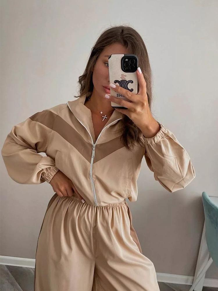 Women's Fashion Casual Color Matching Pullover Long Sleeve Sports Suit