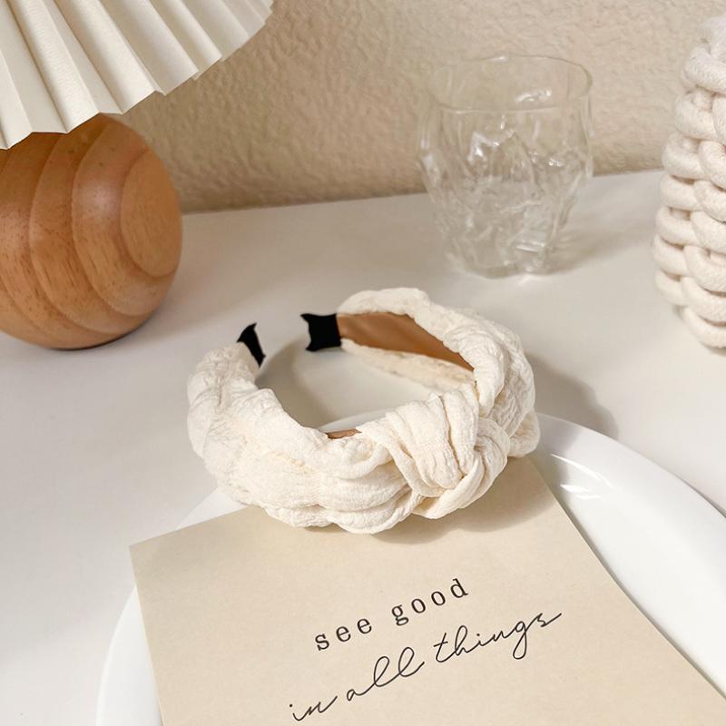 2025 Lace Pearl Fold Hair Bands For Women Korean Style Wide-Brimmed Sponge White Headband  Elegant Hair Band