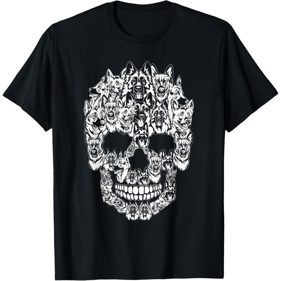 

German Shepherd Dog Graphic Halloween Skull Costumes T-Shirt XXXXXL чёрный