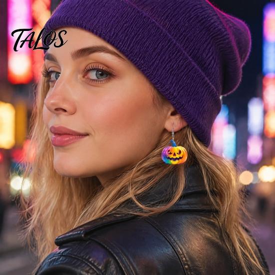 Ghost Face Dangle Jewelry 1 Pair Halloween Earrings for Women, Colorful Pumpkin Creative Acrylic Drop Earrings, Gifts Carnival Party Non-fading
