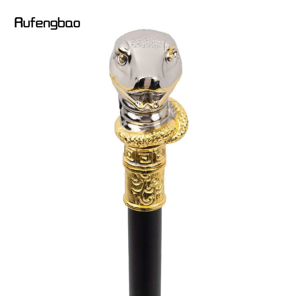 Goldene weiße Schlangenkobra Gentleman-Gehstock, modischer Gehstock, Gentleman-Gehstock mit Krummstabknauf, 92 cm