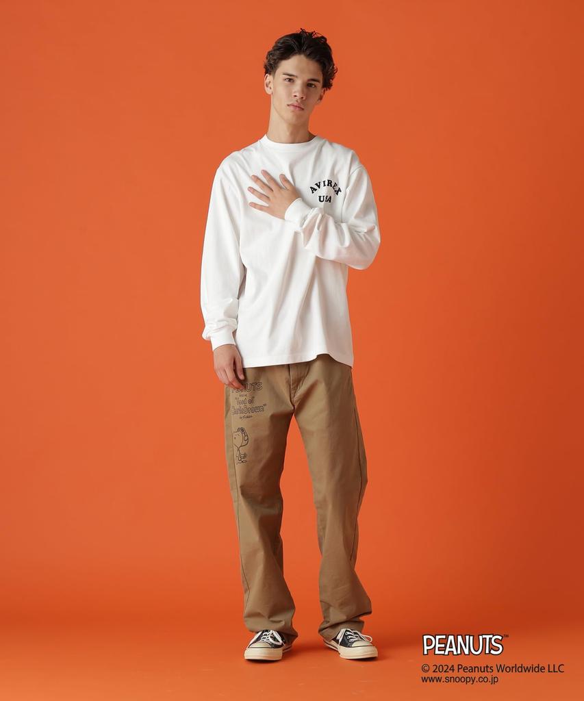 Avirex PEANUTS LONG SLEEVE FLYING Size T-SHIRT ACE, Men's, XL, 030, White, 783-4230035