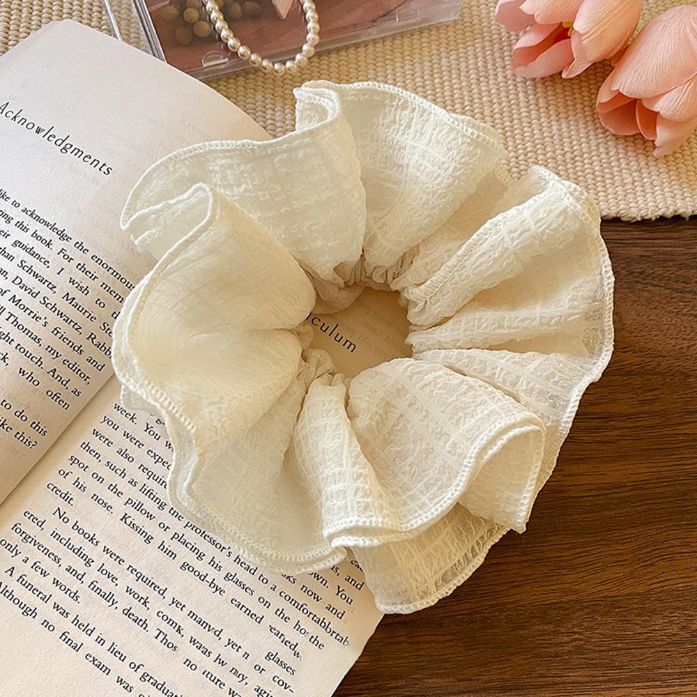 Romantic Ruffles Hair Scrunchies for Women Girls Oversized Hair Ties French Elastic Hair Bands Ponytail Holder Hair Accessories