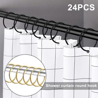 24 Pack Curtain O-Rings Purpose Decorative Shower Curtain Rings Smooth and Easy To Move Curtain Hooks for Bathroom Dropshipping
