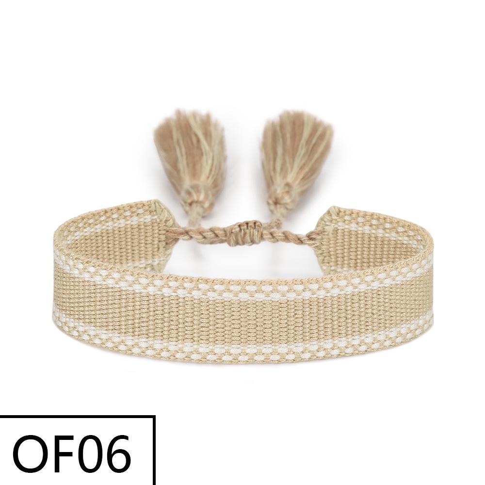 Embroiderable Polyester Cotton Letter Tassel Bracelet for Women – 1.5cm Woven Wristband