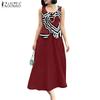 ZANZEA Women Print Tank Tops and Long Skirts Summer Two Piece Suit Sets