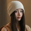 Pop Stil Show Gesicht Kleiner Stapelhut Kordelzug Baggy Slouchy Beanie Damen Herbst Ohrwärmer Skullies Mütze Einfarbige Strickmütze
