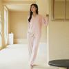 Women's High-End Modal Pajama Set: Long-Sleeved Top, Trousers, Chest Pads - Ideal for Autumn and Winter