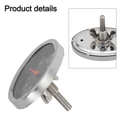 Temperature Gauge Grill Thermometer Bimetal Large Display Metal Replacement Silver&Black Thermostater Assembly