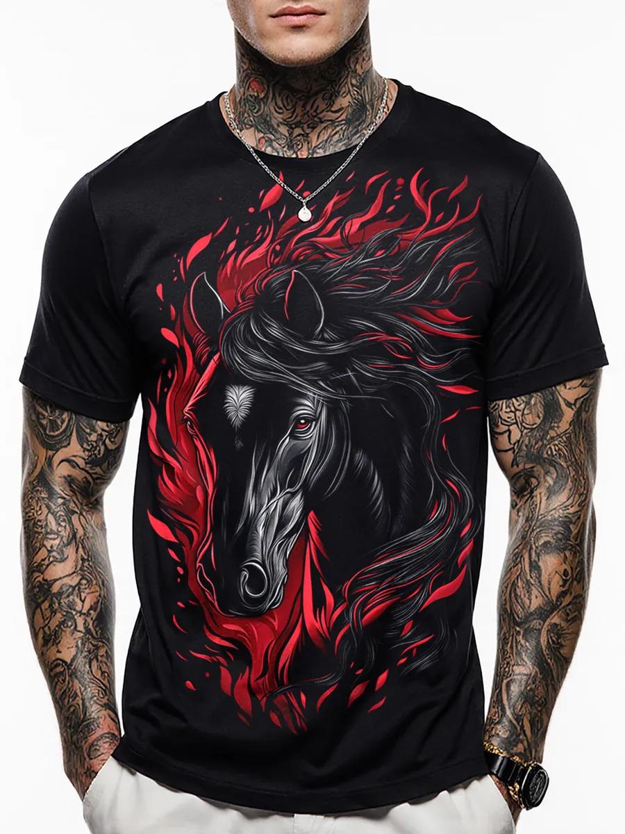 T-shirt with glowing raccoon print 4XL